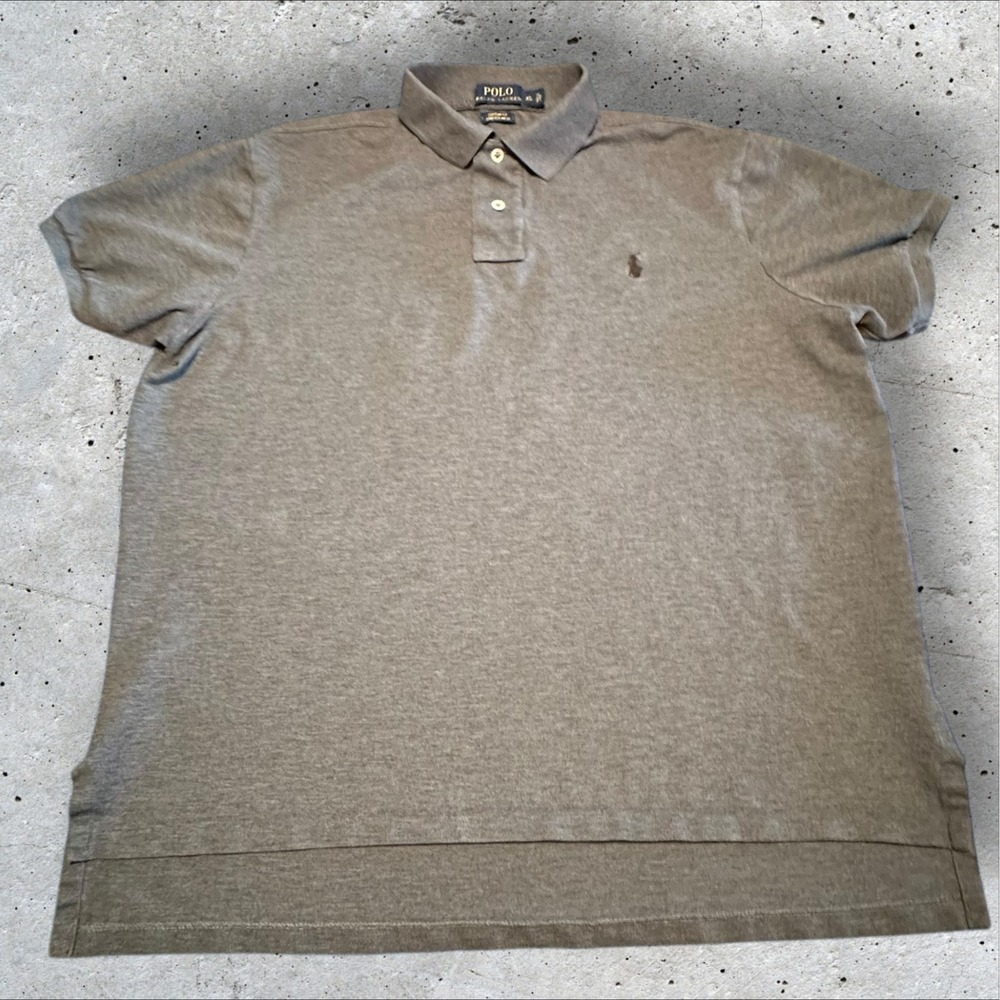 Polo Ralph Lauren Mens XL Brown Custom Fit Stretch Mesh Polo Shirt